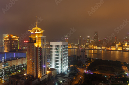 Modern urban nightscape, the Bund,Shanghai,