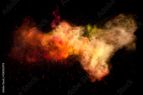 Freeze motion of colored dust explosion photo