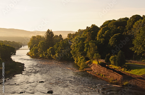 The River Tummel at Pitlochry in the Scottish highlands photo