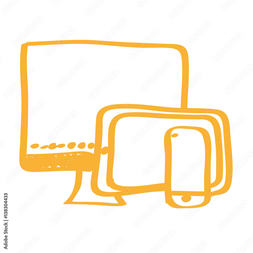 Handgezeichnetes Bildschirme-Icon in orange Handgezeichnetes Bildschirme-Icon in orange