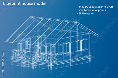 House wireframe structure. Vector