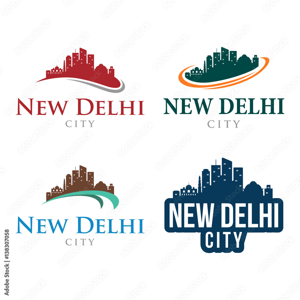 New Delhi City India Asia Travel Cityscape Landscape Skyline Logo