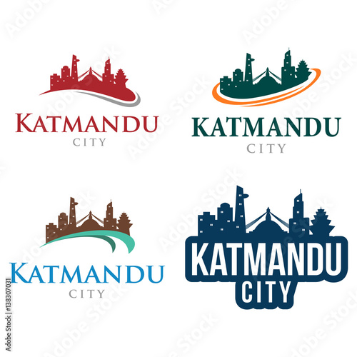 Katmandu City Nepal Asia Tour Travel Cityscape Landscape Skyline Logo