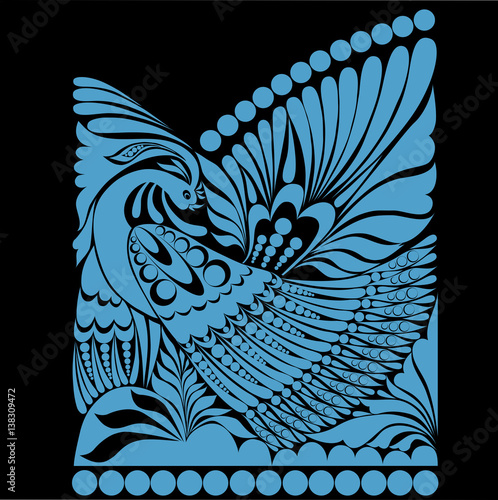 vector russian ornament. folklore ornament withe bird
