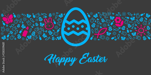 easter greeting card with happy easter and icons