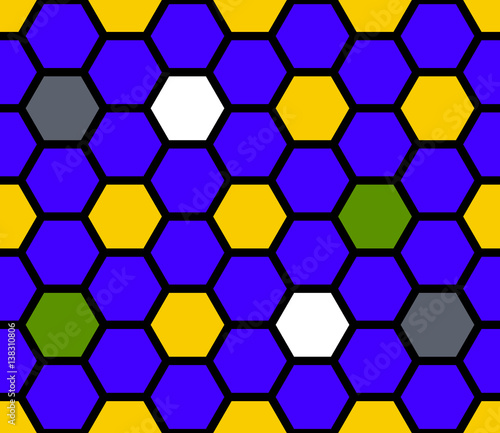 Blue glass of hexagons