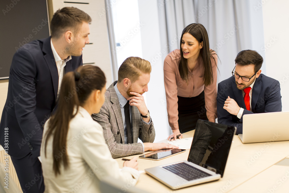 Young business people working in the modern office