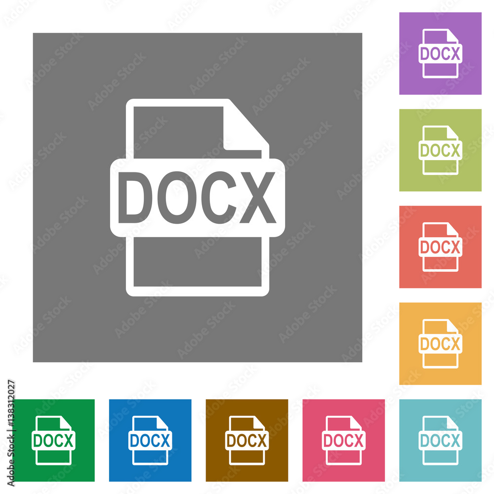 DOCX file format square flat icons DOCX file format square flat icons