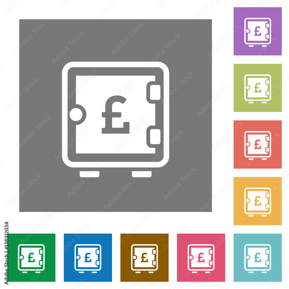 Pound strong box square flat icons Pound strong box square flat icons