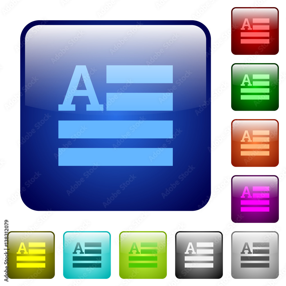 Text initials color square buttons Text initials color square buttons