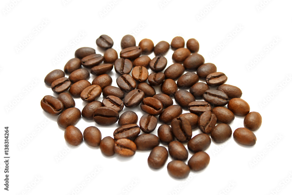 Coffee grains on white Coffee grains on white