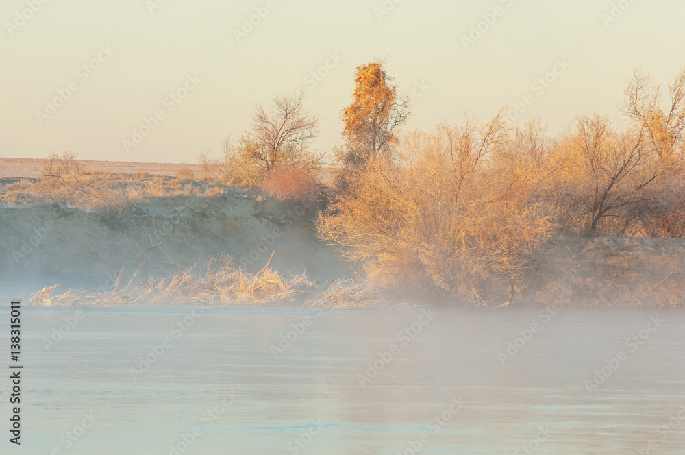 Fototapeta River ice. river in winter