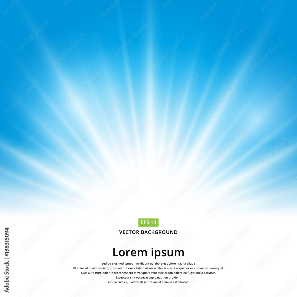 Fototapeta premium Vector sun light effect on blue background