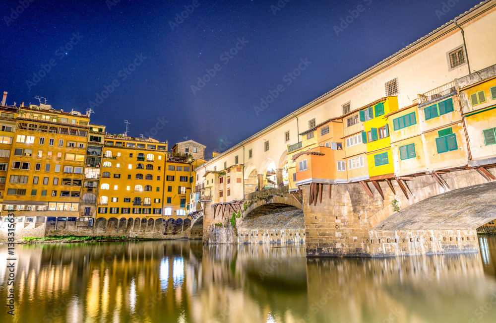 Florence Lungarni. Beautiful view at night Florence Lungarni. Beautiful view at night