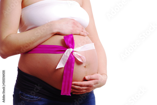 Wallpaper Mural Bauch in der Schwangerschaft mit Schleife Torontodigital.ca