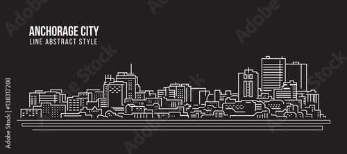 Cityscape Building Line art Vector Illustration design - Anchorage city