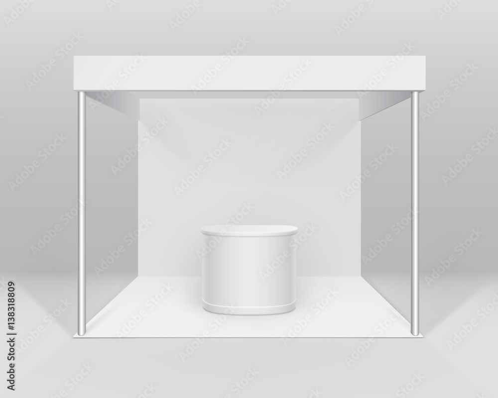 Vector White Blank Indoor Trade exhibition Booth Standard Stand for  Presentation with Counter Isolated on Background Stock-Vektorgrafik | Adobe  Stock