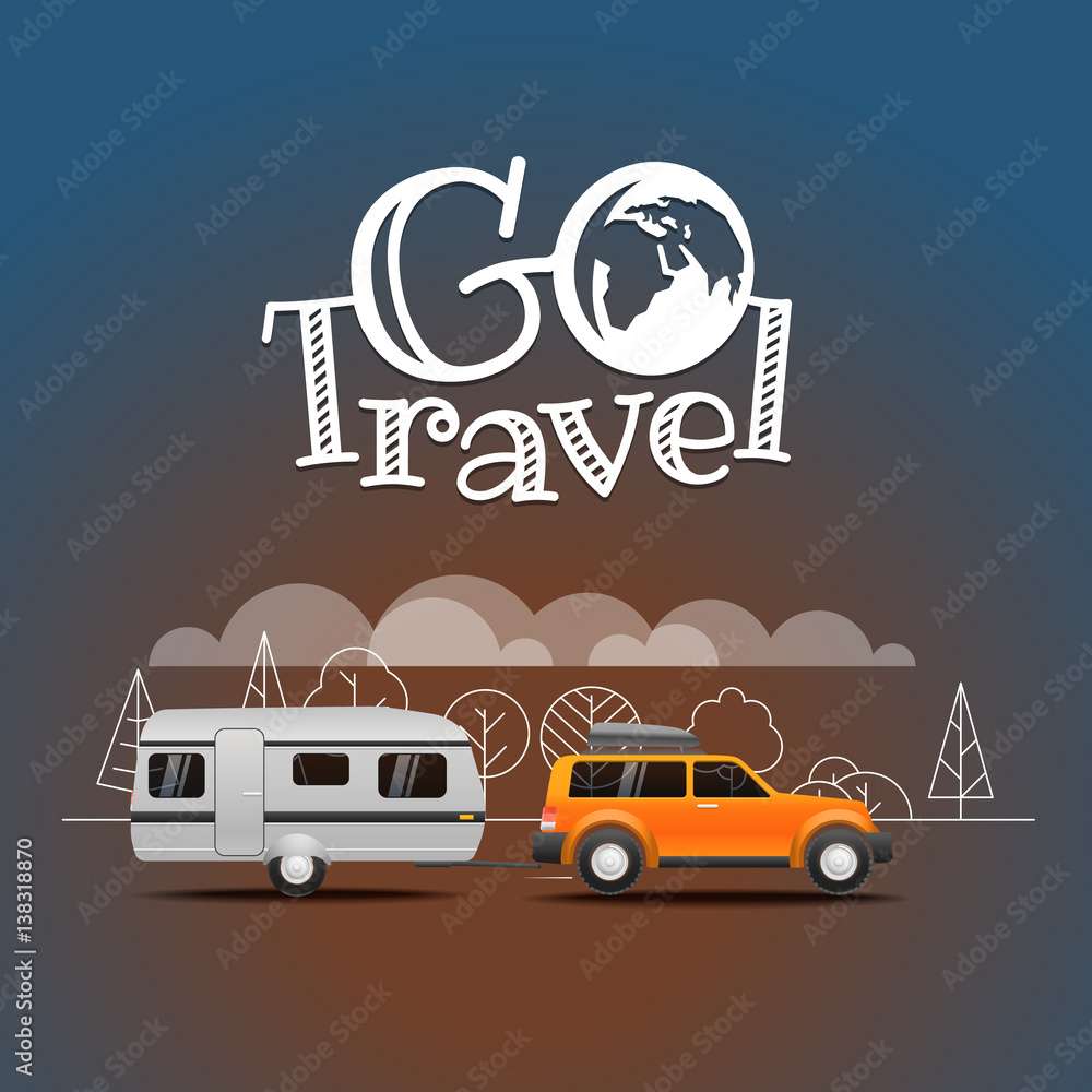 Obraz premium Summer travel vector illustration. Go travel concept