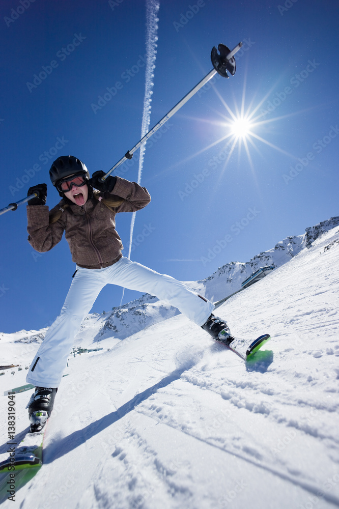 Girl snow skiing