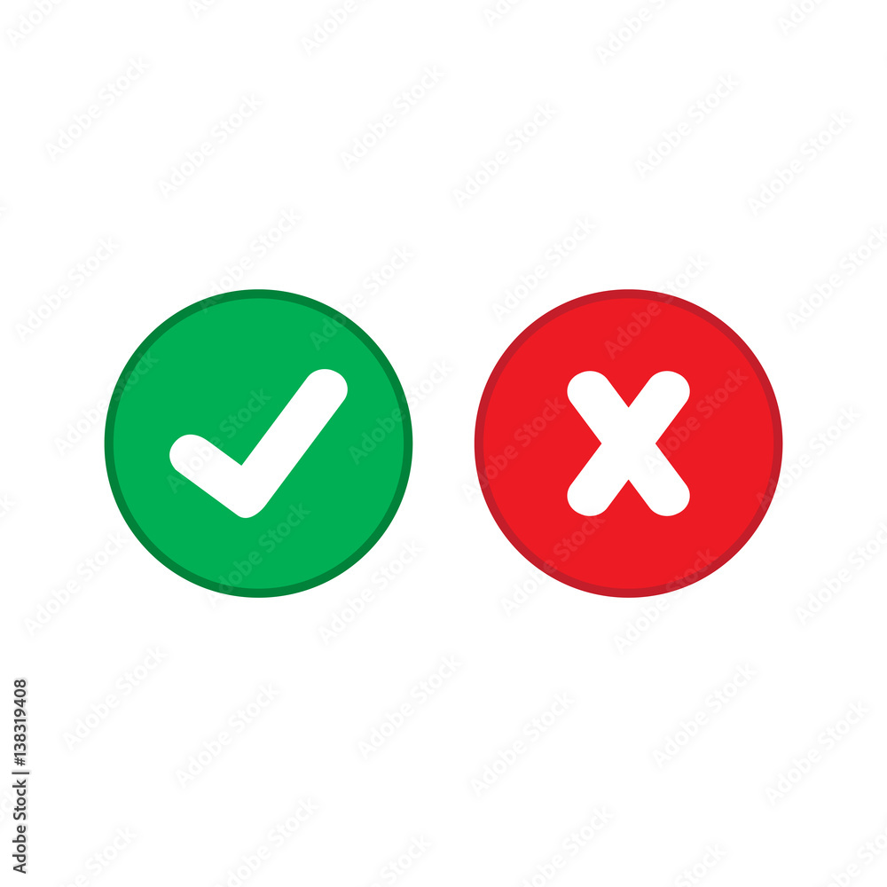 check mark and cross mark icon check mark and cross mark icon