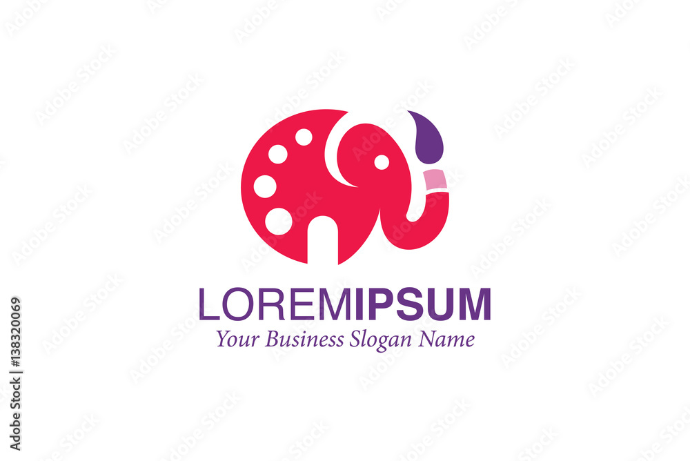 Elephant Painting Logo Design Vector Elephant Painting Logo Design Vector