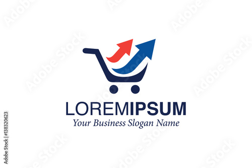 Shopping Cart with Two Arrow Up for Business Retail Logo Design Vector