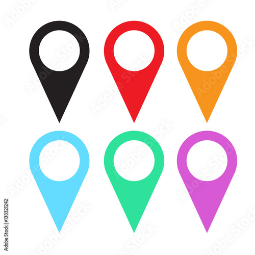 map pointers colorful set isolated vector
