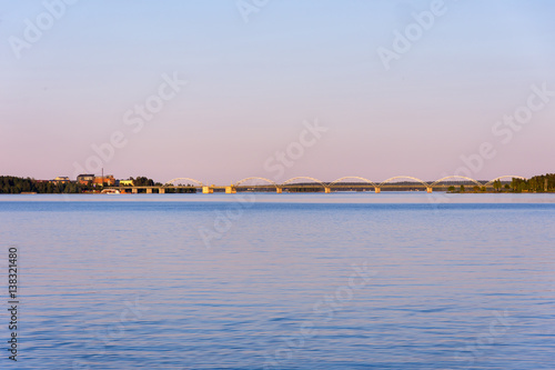 Bergnäsbron i Luleå fotad en midsommarnatt photo