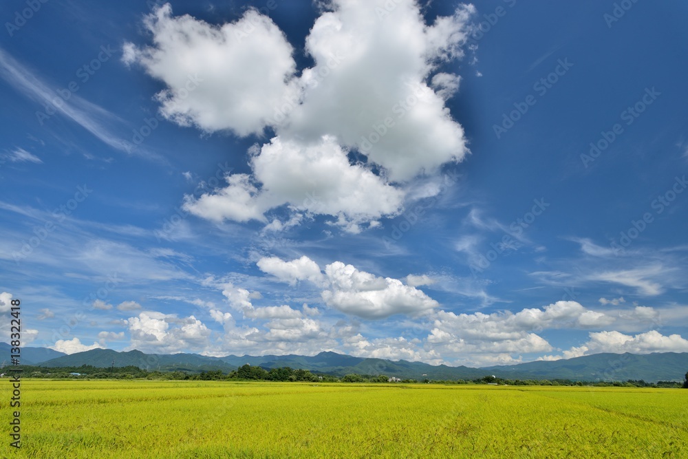 秋の空と田園の風景 秋の空と田園の風景