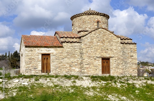 Architecture of old historic church  from Kato Lefkara village and cloudy sky photo