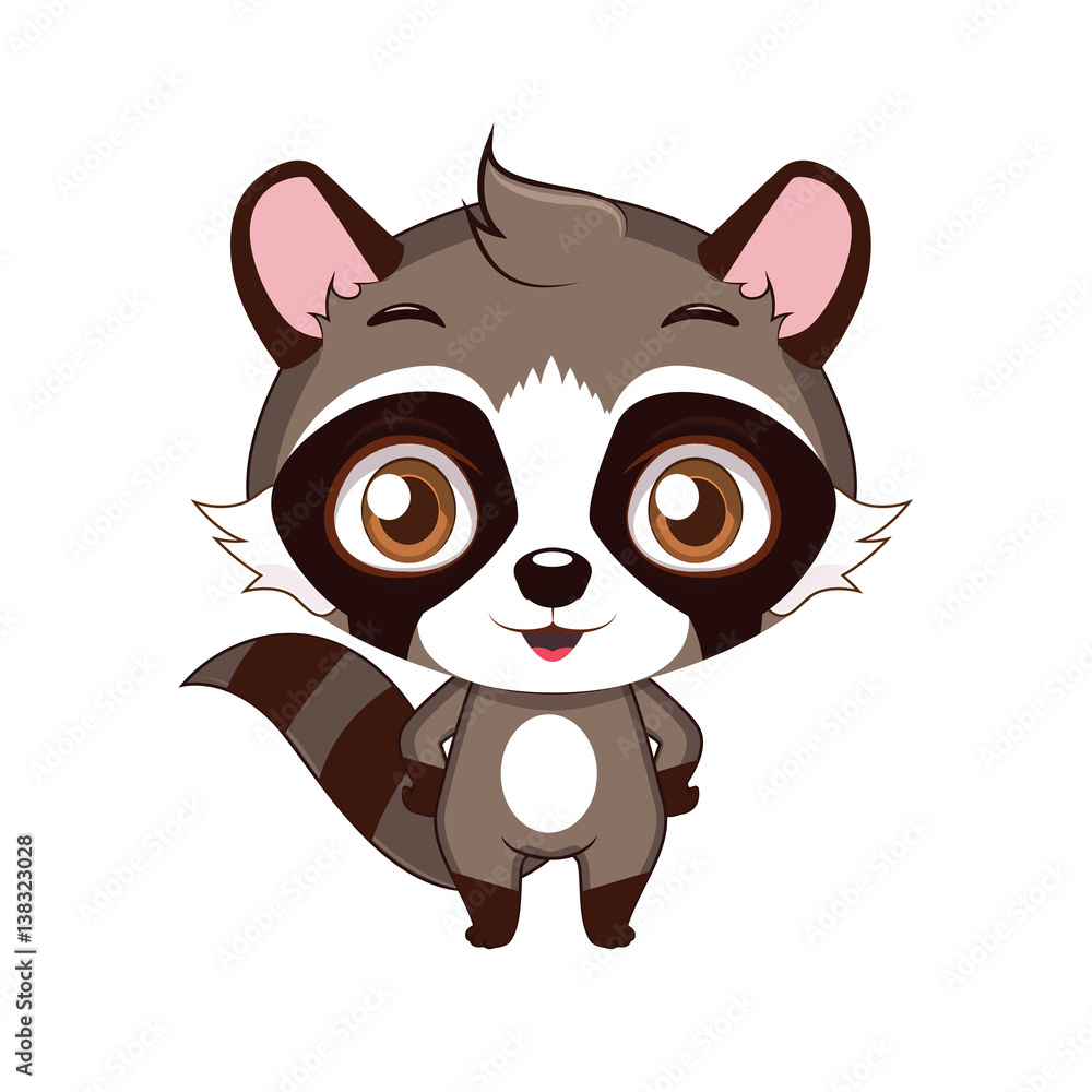 Cute stylized cartoon raccoon illustration ( for fun educational purposes, illustrations etc. )