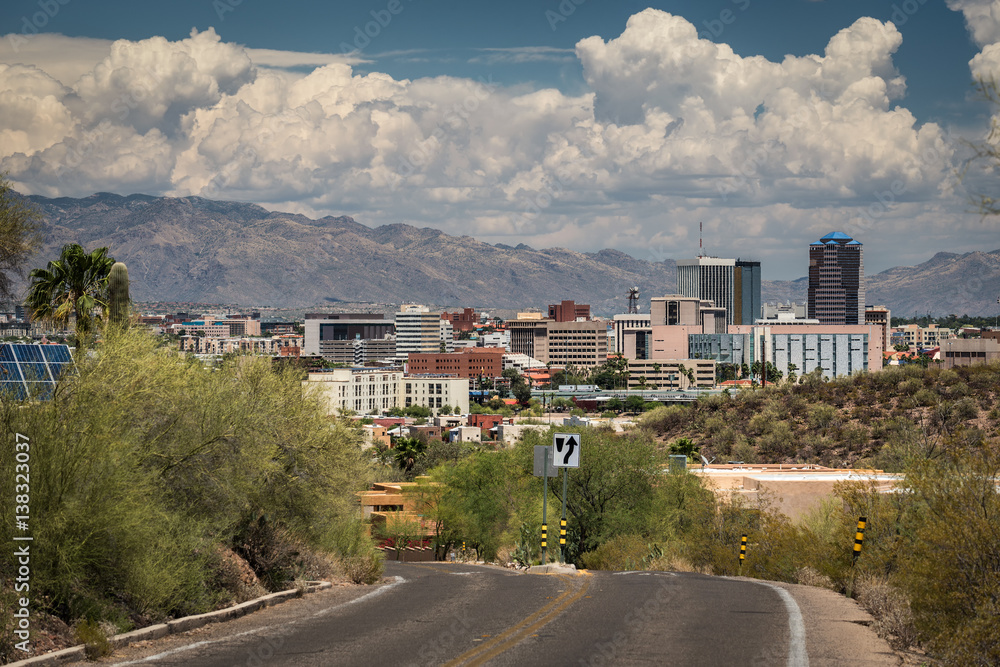 Tucson Downtown from road to Sentinel Peak Tucson Downtown from road to Sentinel Peak