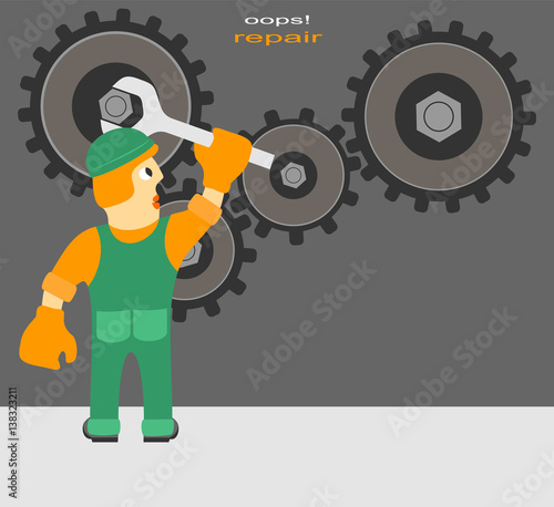 Worker repairs the mechanism
