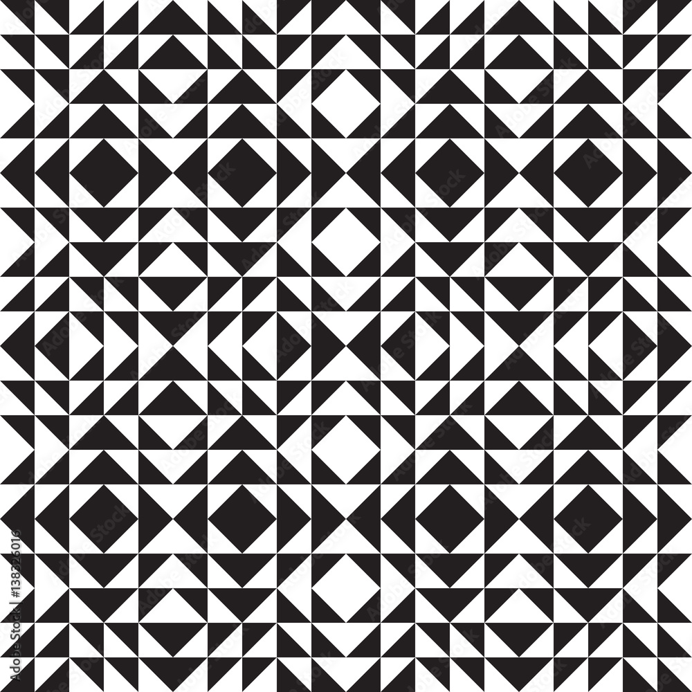 Tribal monochrome triangular seamless geometric vector pattern