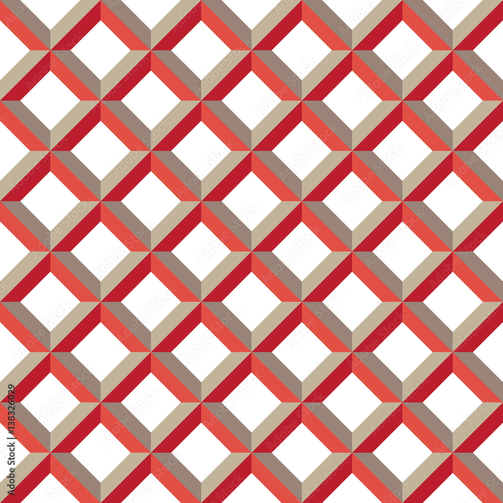 Fototapeta premium Stylish diagonal red and grey grid. Seamless vector pattern.