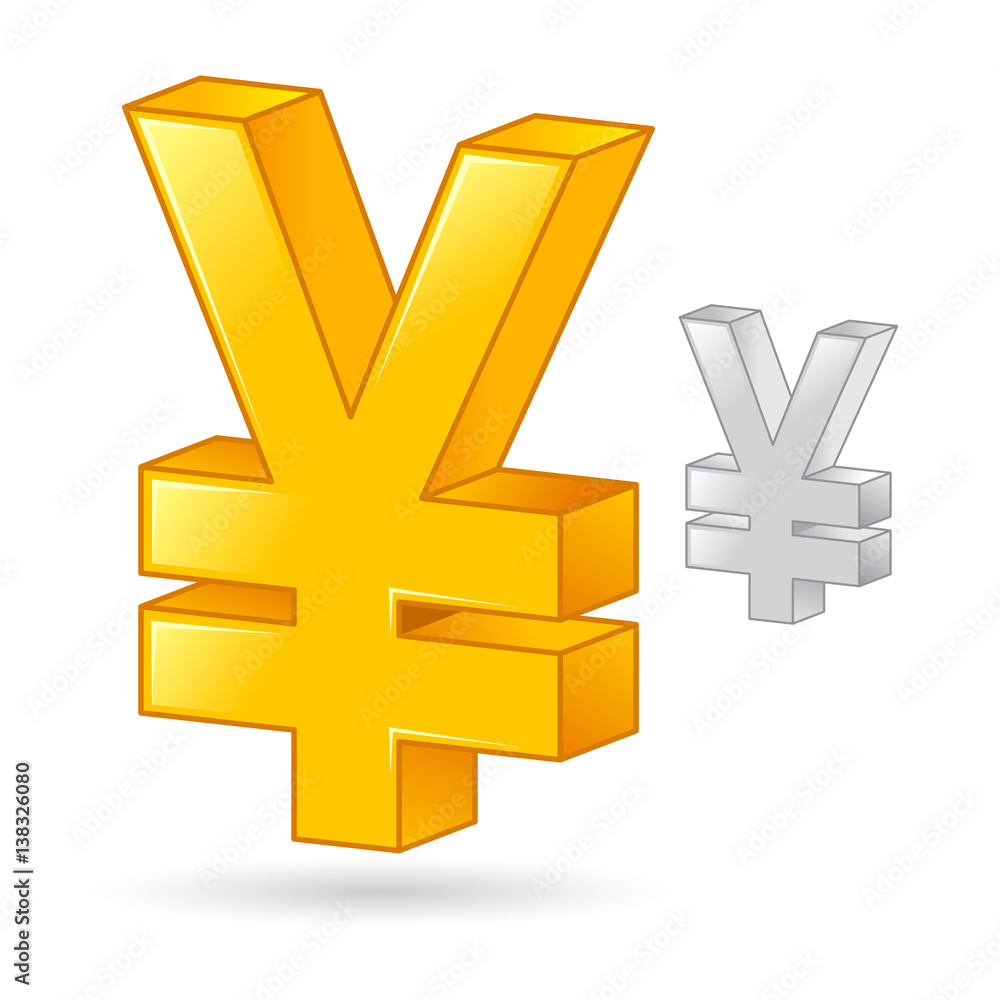 Obraz premium Golden And Silver Japanese Yen Currency Money Symbol