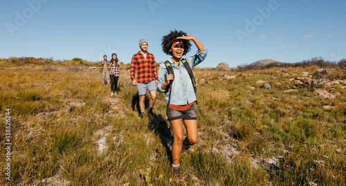 Group of friends on country walk