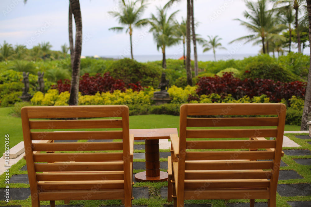 Chairs in a garden, selective focus