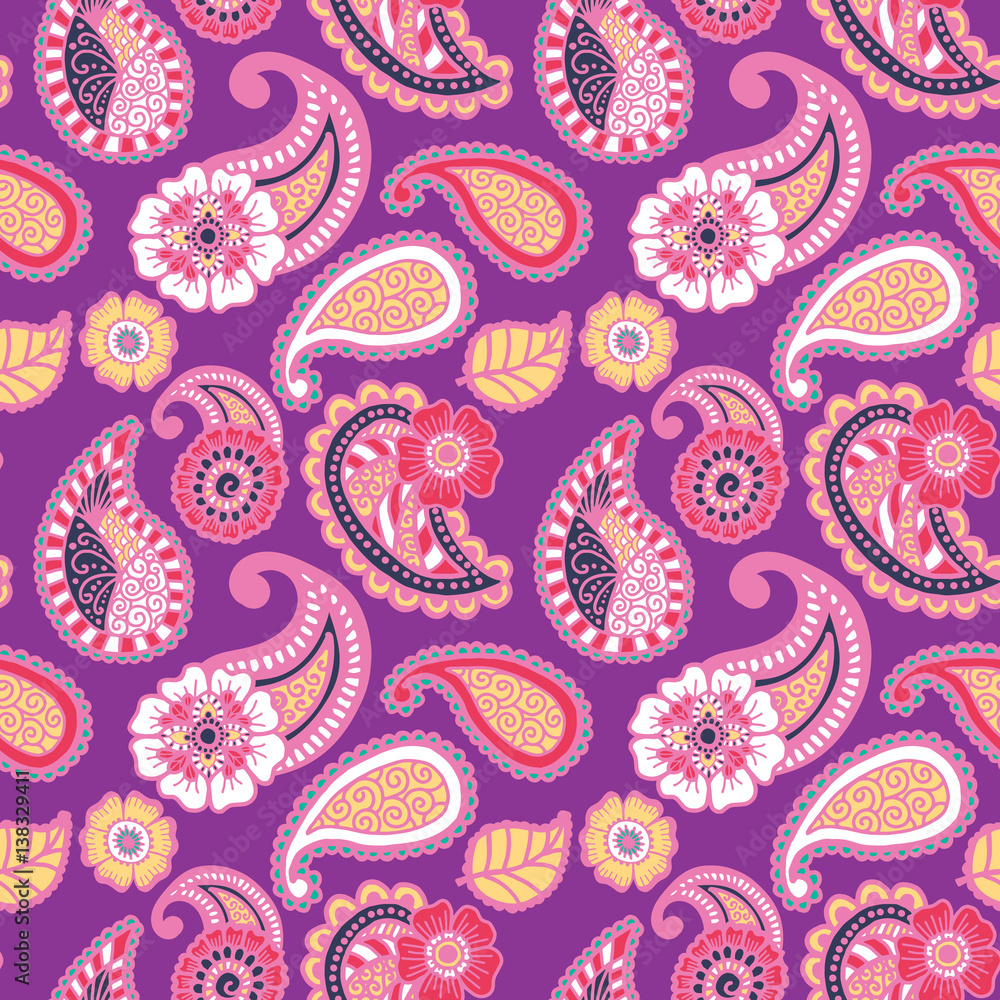 Naklejka premium Paisley seamless colorful pattern