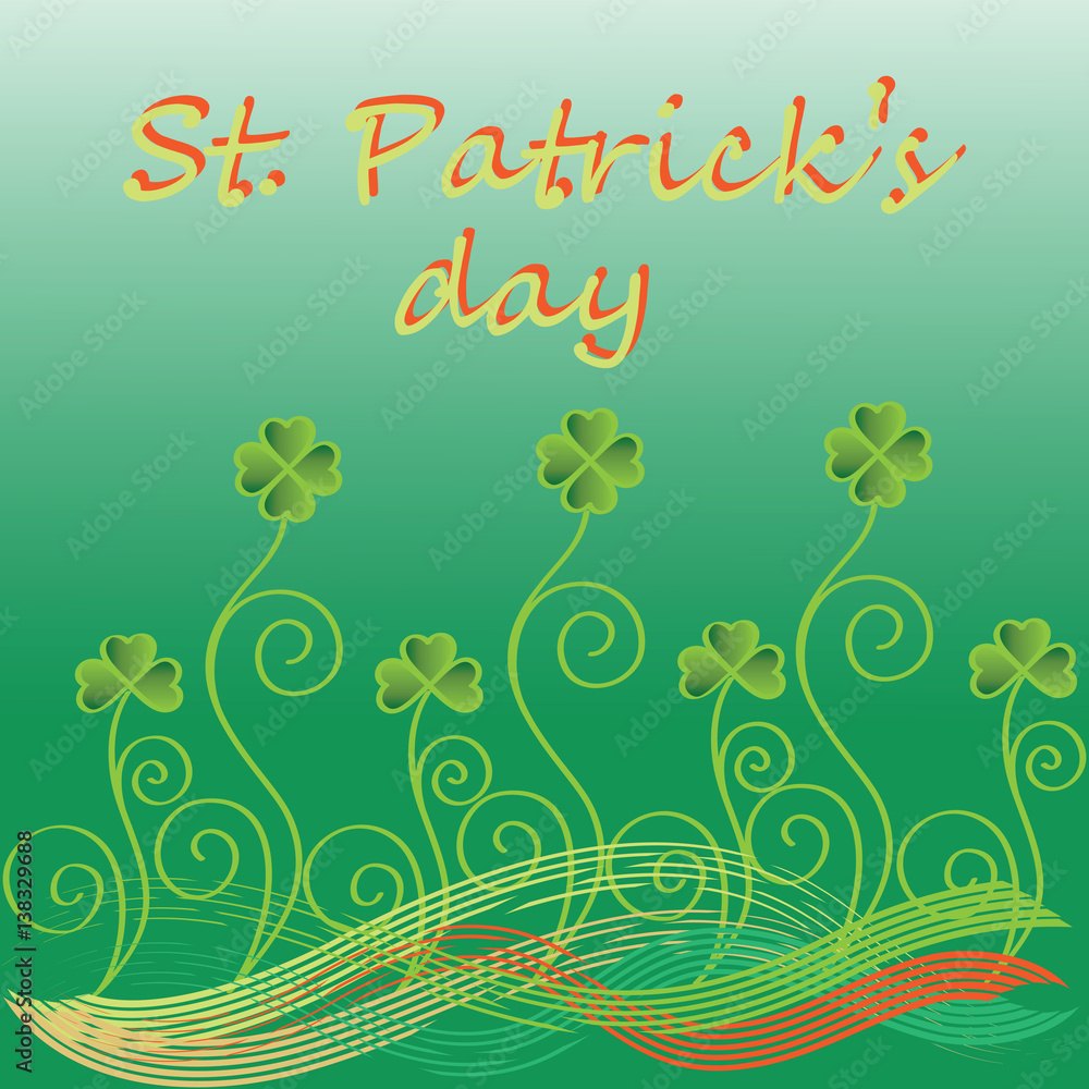 Decorative clover. St.Patrick 's Day. Vector Image. Design for greeting card, greetings, greetings, thematic illustrations. Decorative clover. St.Patrick 's Day. Vector Image. Design for greeting card, greetings, greetings, thematic illustrations.