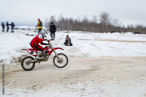 racing motorcycle in winter