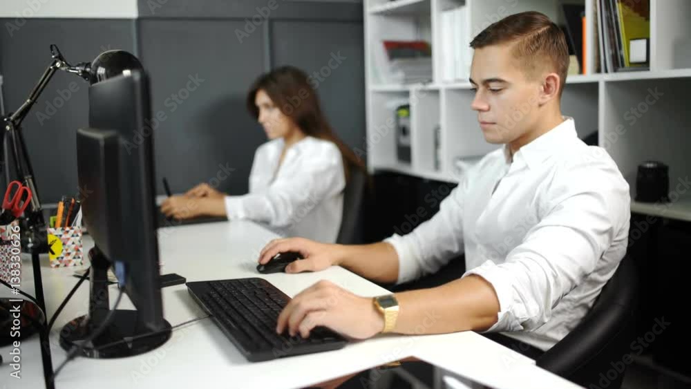 Coworkers team picture in modern office. Project managers work new idea. 20s 4k. Coworkers team picture in modern office. Project managers work new idea. 20s 4k.