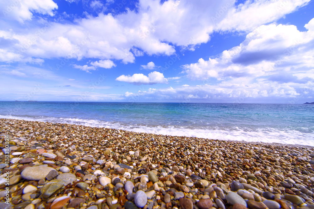 Beautiful sea paradise beach on a background of blue sky Beautiful sea paradise beach on a background of blue sky