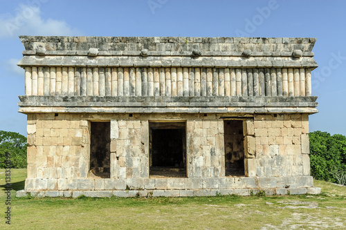 sight of the house of the turtles in the archaeological Uxmal enclosure in yucatan, Mexico