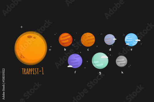 Trappist-1 system vector illustration