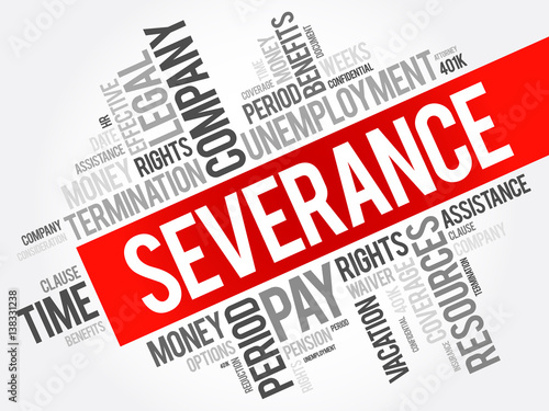 Severance word cloud collage , social concept background