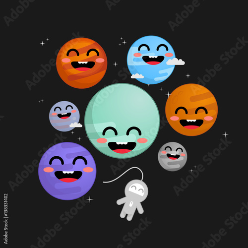 Trappist-1 system cute vector illustration
