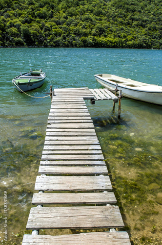 Boats on anchor, dock, Croatia, Istria, Limski channel photo