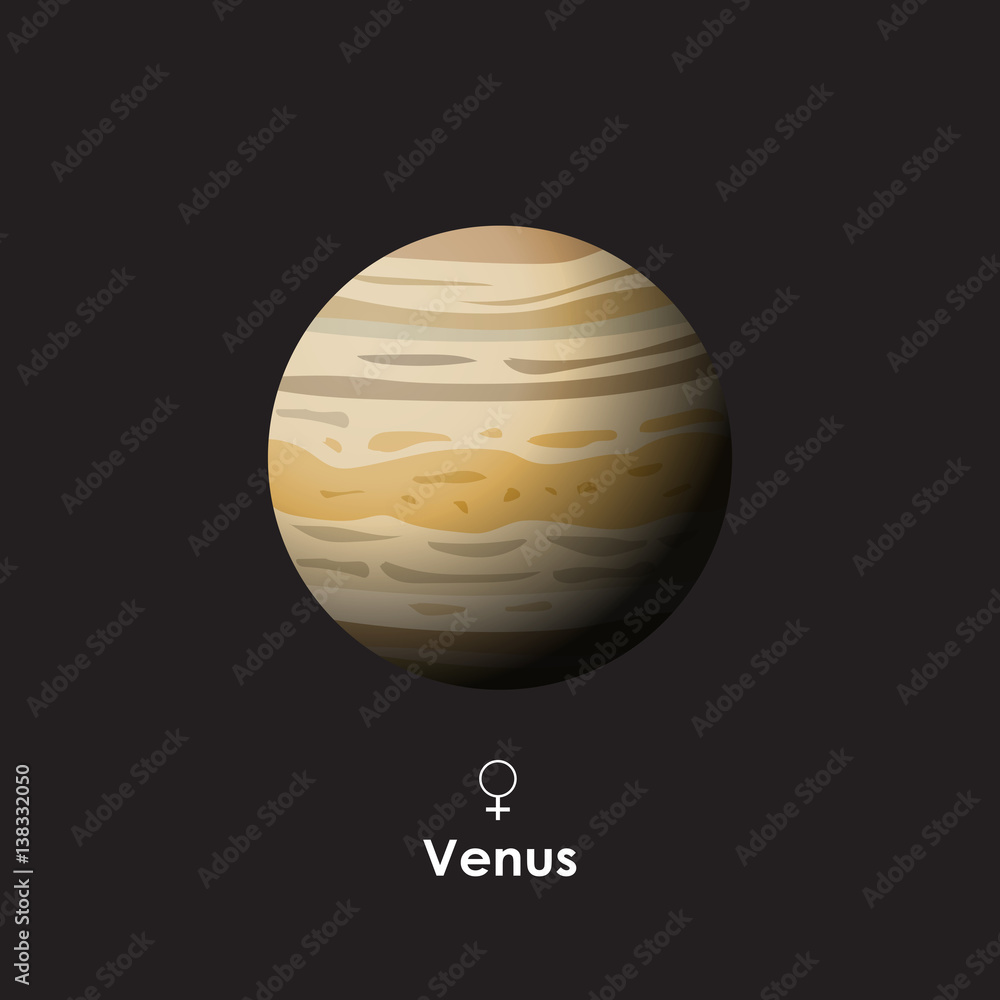 Vector Venus on dark background with symbol