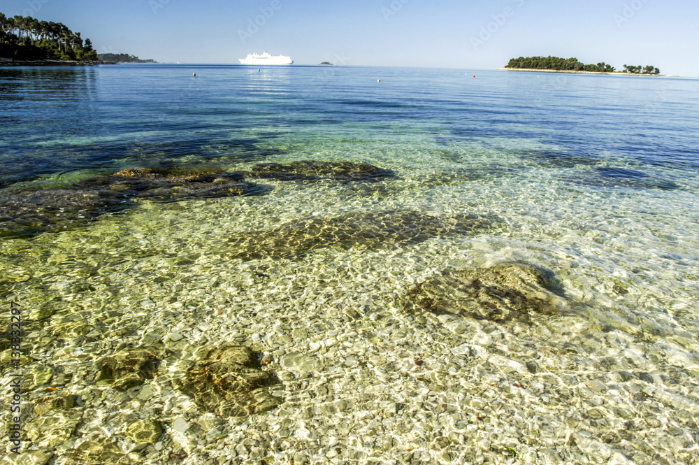 Shallow water, cruising ship, Croatia, Istria, Rovinj